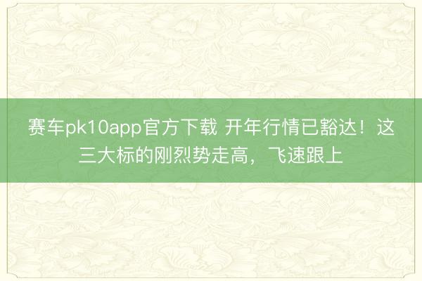 赛车pk10app官方下载 开年行情已豁达！这三大标的刚烈势走高，飞速跟上